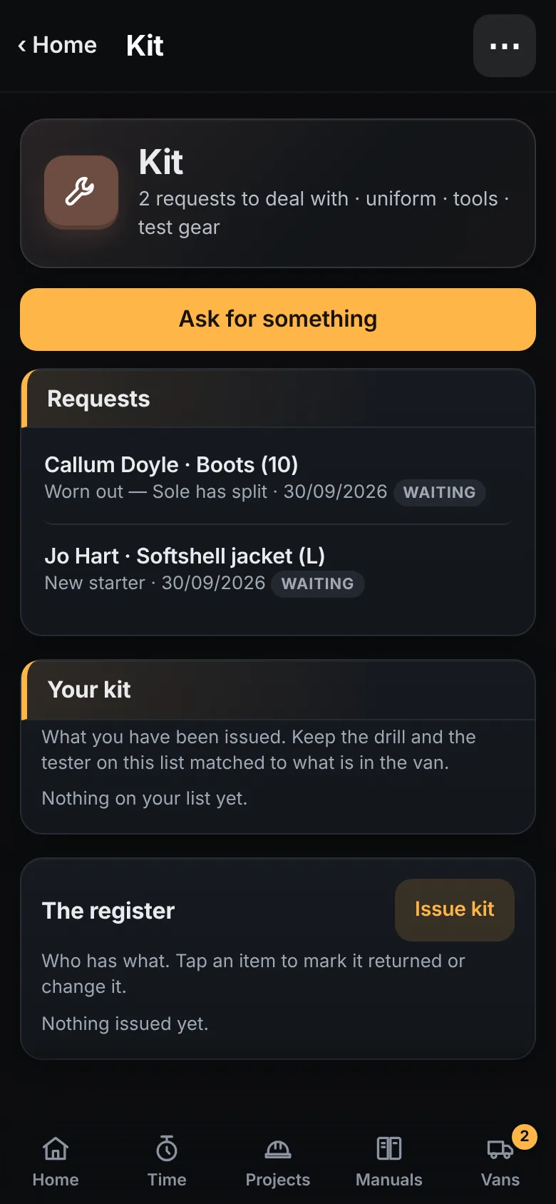 Kit: two requests waiting, boots and a softshell jacket